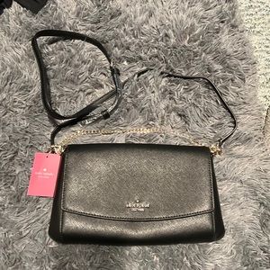 Kate Spade Authentic Cross Body-black-brand new with gold chain handle